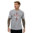 thumbnail image 1 of JESUS IS KING Fitted mens T-shirt (Heather Grey, XS), 1 of 4
