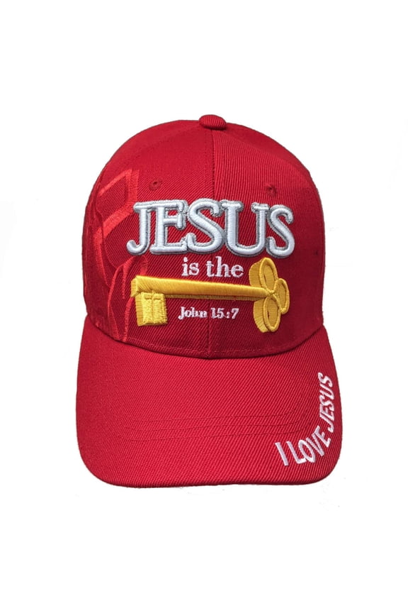 JESUS IS THE KEY Christian Baseball Hat Cap (Red)