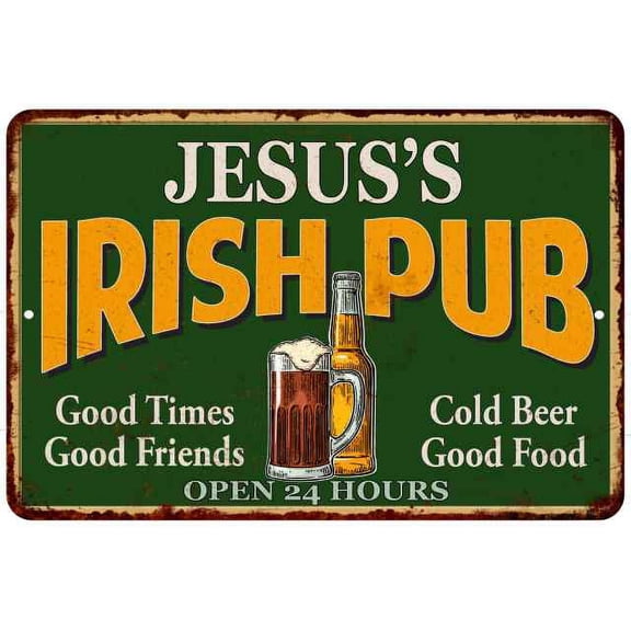 JESUS'S Irish Pub Beer Metal Sign Bar Decor 8x12 208120013132