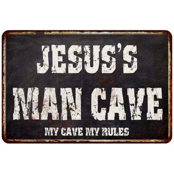 JESUS'S Man Cave Black Grunge Sign Home Decor Gift Cave Funny 208120004185