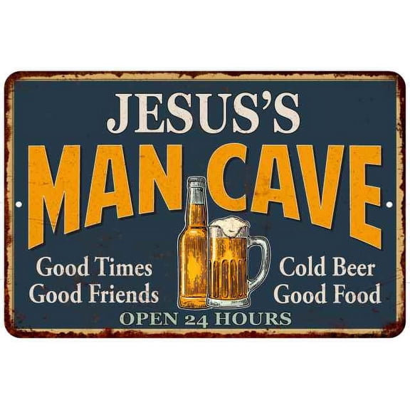 JESUS'S Man Cave Metal Sign Green Gift 8x12 108120012132