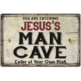 thumbnail image 1 of JESUS'S Man Cave Sign Rustic 16 x 24 Matte Finish Metal 116240035132, 1 of 1