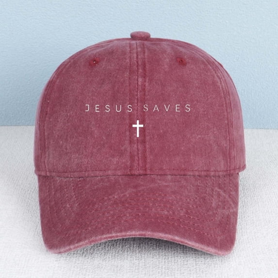 JESUS SAVES Letter Embroidered Color Block Trucker Hat Unisex Adjustable Cotton Breathable Fashion Cap for Travel Daily Wear