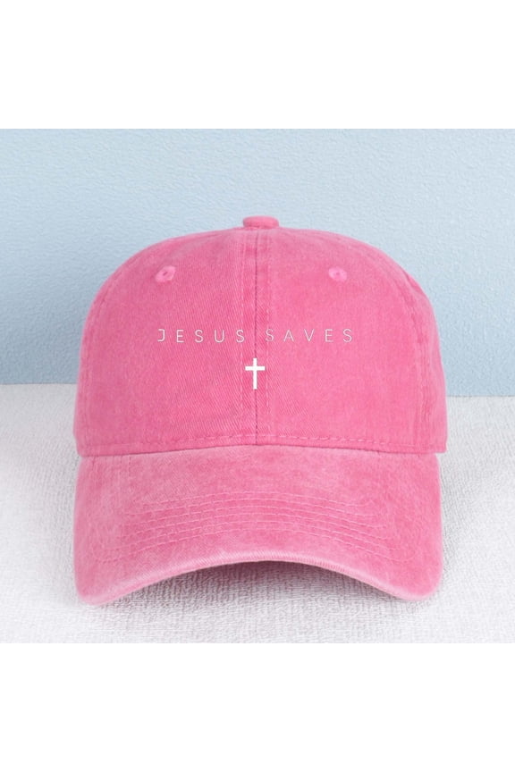 JESUS SAVES Letter Embroidered Color Block Trucker Hat Unisex Adjustable Cotton Breathable Fashion Cap for Travel Daily Wear