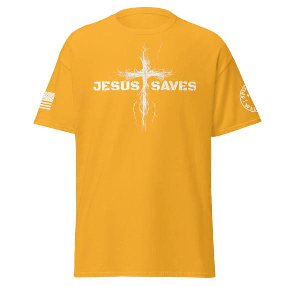 JESUS SAVES Unisex classic tee (Gold, S)