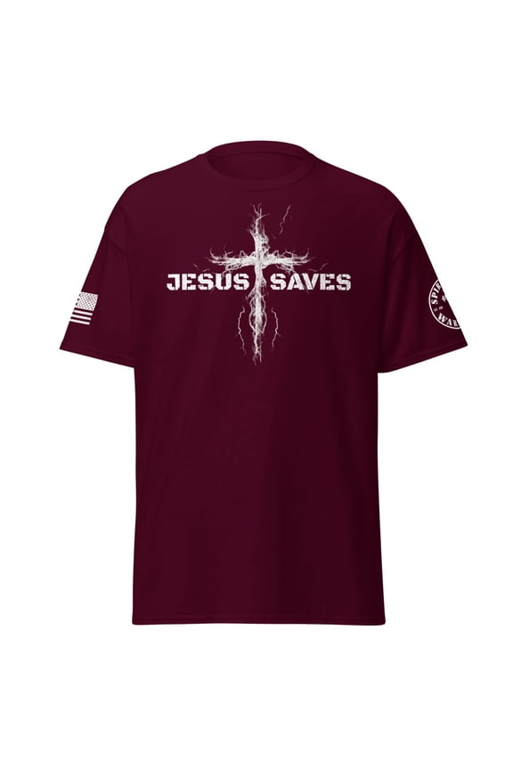 JESUS SAVES Unisex classic tee (Maroon, XL)