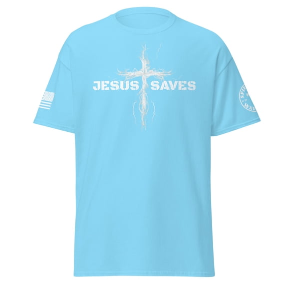 JESUS SAVES Unisex classic tee (Sky, XL)