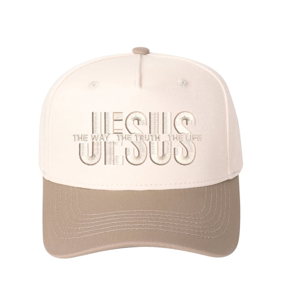 JESUS THE WAY THE TRUTH THE LIFE Letter Embroidered Color Block Trucker Hat Unisex Adjustable Cotton Breathable Fashion Cap for Travel Daily Wear