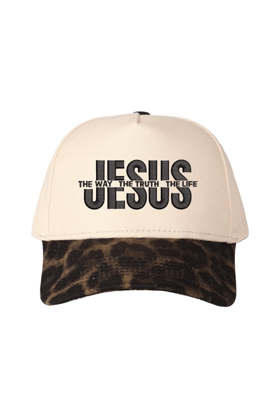 JESUS THE WAY THE TRUTH THE LIFE  Letter Embroidered Color Block Trucker Hat Unisex Adjustable Cotton Breathable Fashion Cap for Travel Daily Wear