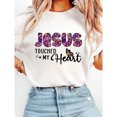 thumbnail image 1 of JESUS Touched My Heart Graphic Tee - Inspirational Christian T-Shirt White,L, 1 of 5