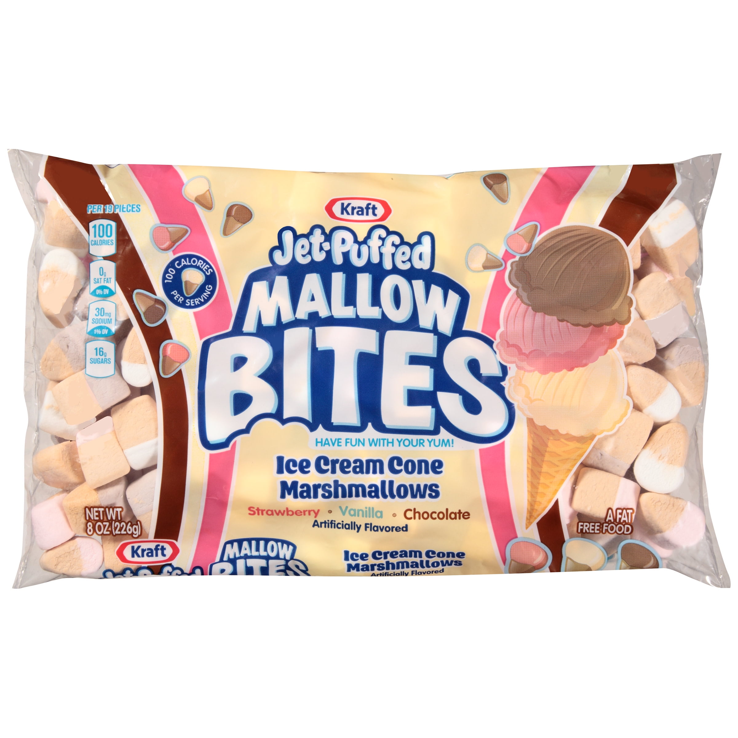 JET-PUFFED Mallow Bites Ice Cream Cone Flavored Marshmallows 8oz Bag