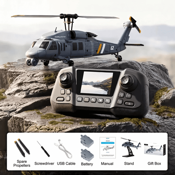 JETFLYZONE RC Helicopter with 8K Camera, Drone, LED Lights, Ready to Fly