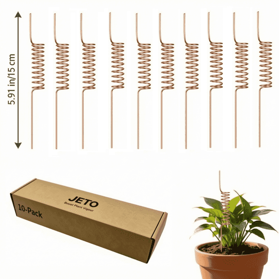 JETO 10 Pack Electroculture Copper Plant Stakes 6 Inch Soft Copper Wire Garden Stakes Vegetables