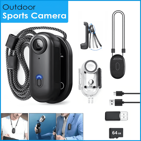 JETO 1080P Mini Portable POV Body Camera 64GB, Magnetic Clip Sports Camera for Travel & Hiking