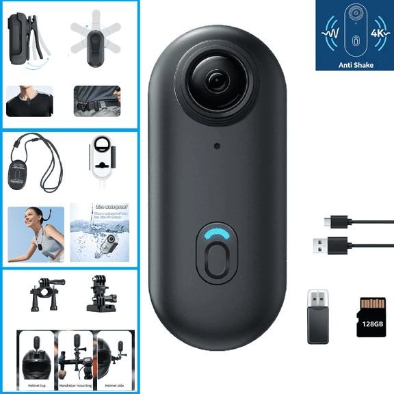 JETO 4K Anti Shake Pocket Body Camera 128GB Magnetic Clip on Action Camera Outdoor Adventures