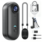 JETO 4K Mini Body Camera with WiFi, 64GB, Clip-on Mount, Waterproof, Black