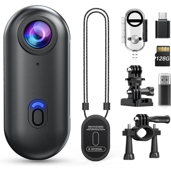 JETO 4K Mini Body Camera 64GB, Wearable Magnetic Clip-On Camera, 150° Wide Angle POV, WiFi App Live View, Waterproof Case, Helmet/Bike Mount, Action Camera for Travel Cycling Motorcycle Vlog