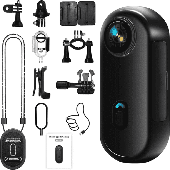 JETO 4K Mini Body Camera 64GB, Wearable Magnetic Clip-On Camera, 150° Wide Angle POV, WiFi App Live View, Waterproof Case, Helmet/Bike Mount, Action Camera for Travel Cycling Motorcycle Vlog