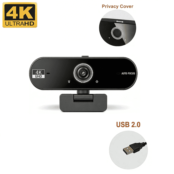 JETO 4K UHD Webcam Microphone Auto Focus USB Camera PC Laptop Desktop Streaming