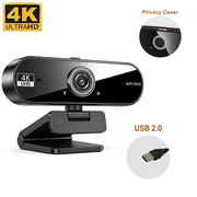 JETO W08 4K USB Webcam With Autofocus Privacy Shutter Noise Reducing Mic Auto Exposure Type C Adapter For PC