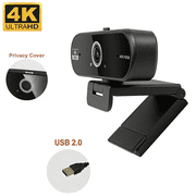 JETO W08 1-Pack 4K Webcam, 30fps Camera with Autofocus, Hidden Privacy Shutter, Noise-Reducing Mic, USB Plug and Play for Streaming and Conferencing