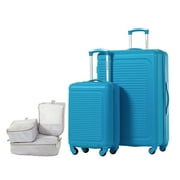 JETSTREAM 5pc Hardside Rolling Spinner Upright Set, 20" 28" Luggage Duo, 3pc Packing Cubes, Blue