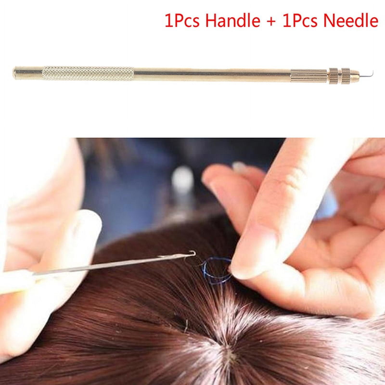 1 Set Hair Needle Holder And 4 pcs(1-1,1-2,2-3,3-4) Ventilating Needles For  Wig Making Knoting Hair Needles