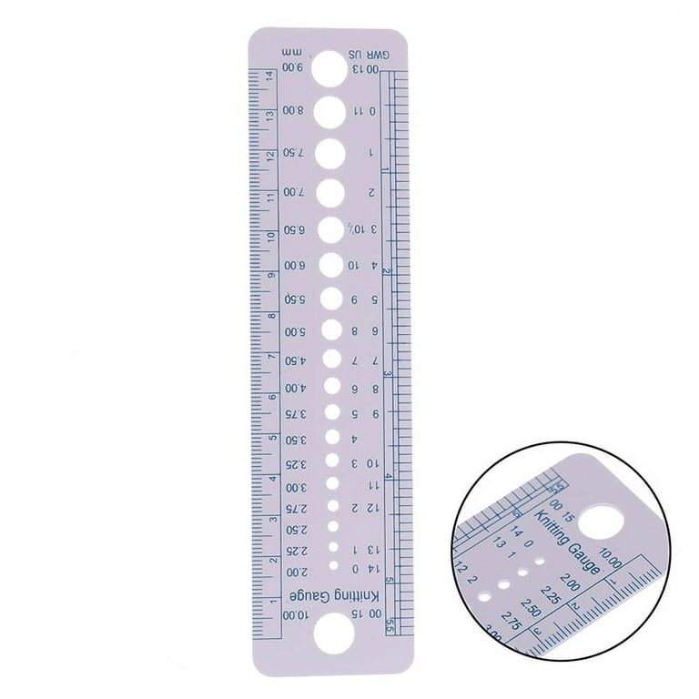 2-10mm Sew Ruler Tools Knitting Needle Gauge Inch cm Ruler Measure