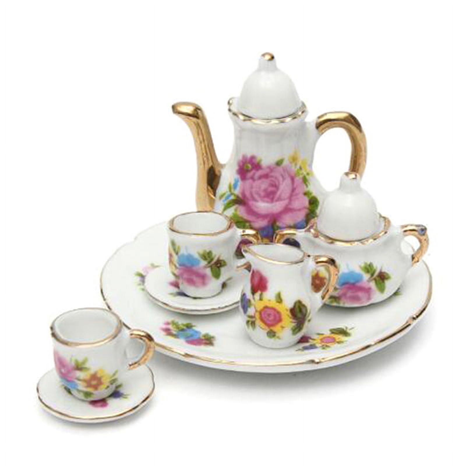 JETTINGBUY Dollhouse Miniature Dining Ware Porcelain; Tea Set Dish Cup Plate - image 1 of 4