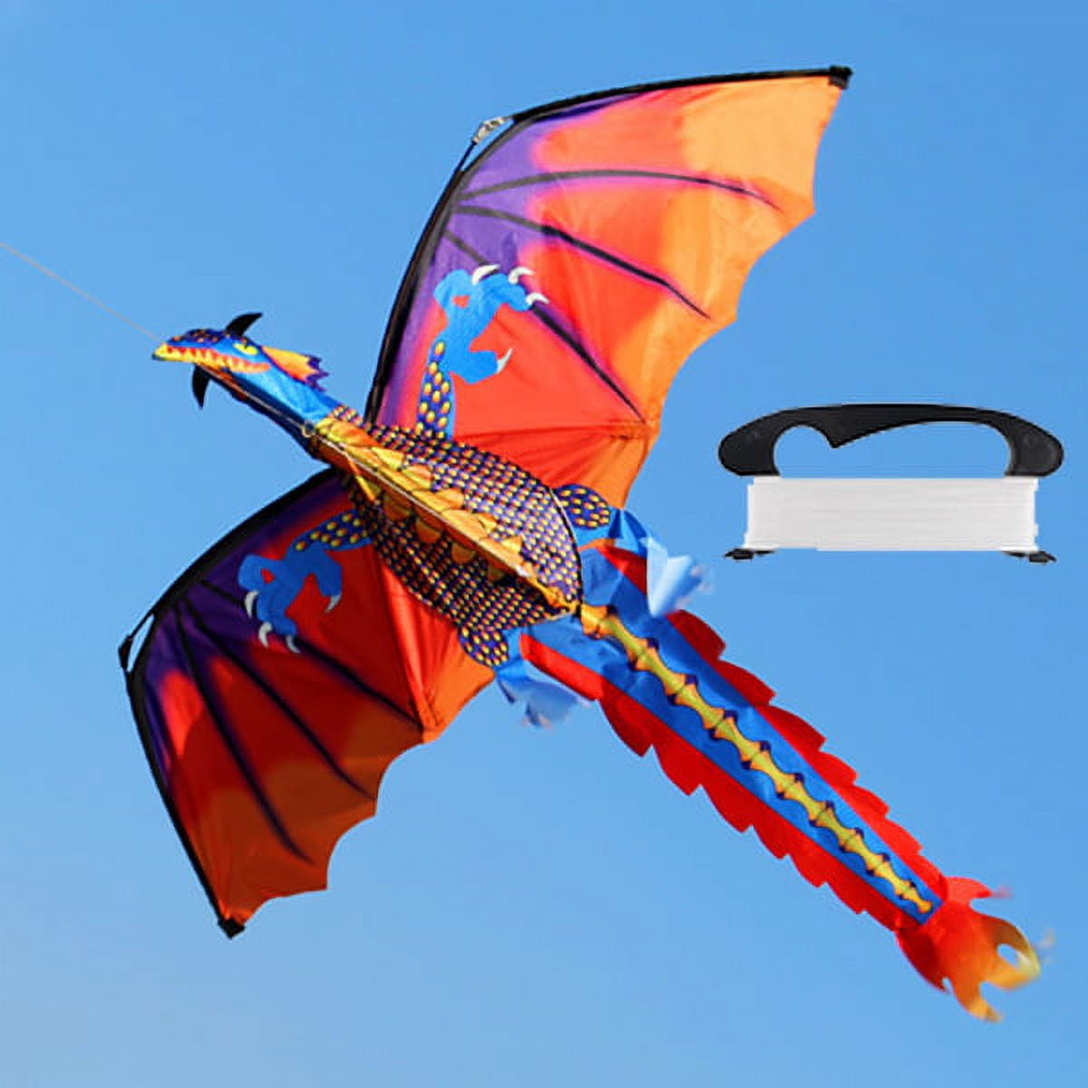 JETTINGBUY Large 3D Nylon Kite Flying Dragon Kite with 100m Line Family  Outdoor Sports Toy
