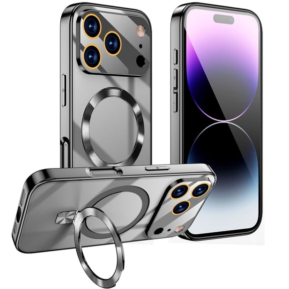 JETeacka Magnetic for iPhone 17 Pro Case with Stand Camera Protection Military Drop Protection Not Yellowing Slim Cover, Black