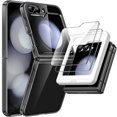 thumbnail image 1 of JETech 3 in 1 Case for Samsung Galaxy Z Flip 5 with 2-Pack Tempered Glass Front Screen Protector, Crystal Transparent Hard PC Shell Protective Phone Cover (Black), 1 of 6