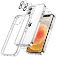 thumbnail image 1 of JETech 3 in 1 Case for iPhone 12 6.1-Inch, with 2-Pack Screen Protector and 2-Pack Camera Lens Protector, Non-Yellowing Shockproof Bumper Phone Cover, Full Coverage Tempered Glass Film (Clear), 1 of 7