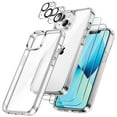 thumbnail image 1 of JETech 3 in 1 Case for iPhone 13 6.1-Inch, with 2-Pack Screen Protector and Camera Lens Protector, Non-Yellowing Shockproof Bumper Phone Cover, Full Coverage Tempered Glass Film (Clear), 1 of 7
