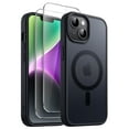 thumbnail image 1 of JETech 3 in 1 Magnetic Case for iPhone 14 6.1-Inch with 2-Pack Tempered Glass Screen Protector, Compatible with MagSafe, Translucent Matte Back Shockproof Phone Cover (Black), 1 of 7