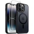 thumbnail image 1 of JETech 3 in 1 Magnetic Case for iPhone 14 Pro Max 6.7-Inch with 2 Pack Tempered Glass Screen Protectors, Compatible with MagSafe, Translucent Matte Back Shockproof Phone Cover (Black), 1 of 7