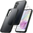 thumbnail image 1 of JETech 3 in 1 Matte Case for Samsung Galaxy A35 5G with 2-Pack Tempered Glass Screen Protector, Translucent Frosted Shockproof Phone Cover with Camera Protection (Black), 1 of 6