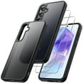 thumbnail image 1 of JETech 3 in 1 Matte Case for Samsung Galaxy A55 5G with 2-Pack Tempered Glass Screen Protector, Translucent Frosted Shockproof Phone Cover with Camera Protection (Black), 1 of 6