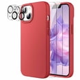 thumbnail image 1 of JETech [3 in 1] Silicone Case for iPhone 14 6.1-Inch, with 2-Pack Screen Protector and 2-Pack Camera Lens Protector, Full Coverage Tempered Glass Film, Shockproof Phone Cover (Red), 1 of 7