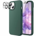 thumbnail image 1 of JETech [3 in 1] Silicone Case for iPhone 14 Plus 6.7-Inch, with 2-Pack Screen Protector and 2-Pack Camera Lens Protector, Full Coverage Tempered Glass Film, Shockproof Phone Cover (Midnight Green), 1 of 6