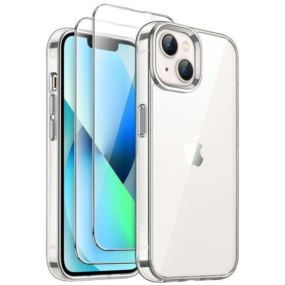 JETech 3 in 1 Case for iPhone 13 Mini 5.4-Inch with 2 Pack Tempered Glass Screen Protectors, Non-Yellowing Shockproof Bumper Phone Cover (Clear)