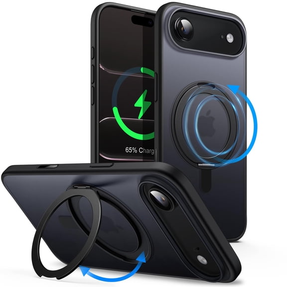 JETech 360 Degree Rotatable Ring Case for iPhone Air with Camera Control Button, Magnetic Cover (Black)