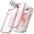 thumbnail image 1 of JETech 5 in 1 Case for iPhone 15 6.1-Inch with 2-Pack Each Tempered Glass Screen Protector and Camera Lens Protector, Non-Yellowing Shockproof Bumper Phone Cover (Pink), 1 of 7