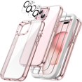 thumbnail image 1 of JETech 5 in 1 Case for iPhone 15 Plus 6.7-Inch with 2-Pack Each Tempered Glass Screen Protector and Camera Lens Protector, Non-Yellowing Shockproof Bumper Phone Cover (Pink), 1 of 7