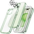 thumbnail image 1 of JETech 5 in 1 Case for iPhone 15 Plus 6.7-Inch with 2-Pack Each Tempered Glass Screen Protector and Camera Lens Protector, Non-Yellowing Shockproof Bumper Phone Cover (Green), 1 of 7