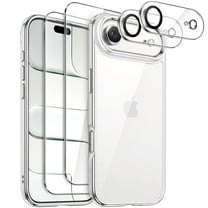 JETech 5 in 1 Case for iPhone 17 Air with 2 Pack Each Tempered Glass Screen Protectors and Camera Lens Protectors, Non-Yellowing Shockproof Bumper Phone Cover, 6.5-Inch Display (Clear)