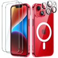 thumbnail image 1 of JETech 5 in 1 Magnetic Case for iPhone 14 6.1-Inch with 2-Pack Tempered Glass Screen Protector and Camera Lens Protector, Compatible with MagSafe, Shockproof Bumper Phone Cover (Red), 1 of 7
