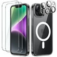 thumbnail image 1 of JETech 5 in 1 Magnetic Case for iPhone 14 6.1-Inch with 2-Pack Tempered Glass Screen Protector and Camera Lens Protector, Compatible with MagSafe, Shockproof Bumper Phone Cover (Black), 1 of 7