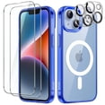 thumbnail image 1 of JETech 5 in 1 Magnetic Case for iPhone 14 6.1-Inch with 2-Pack Tempered Glass Screen Protector and Camera Lens Protector, Compatible with MagSafe, Shockproof Bumper Phone Cover (Blue), 1 of 7