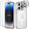 thumbnail image 1 of JETech 5 in 1 Magnetic Case for iPhone 14 Pro Max 6.7-Inch with 2-Pack Tempered Glass Screen Protector and Camera Lens Protector, Compatible with MagSafe, Shockproof Phone Cover (Clear), 1 of 7